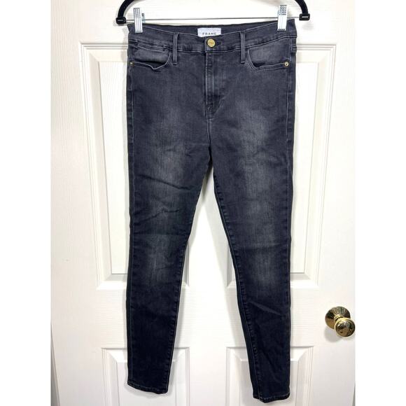 FRAME Denim Le High Skinny Leg Ankle Jeans In Condor Black Women's 27 - Picture 2 of 7